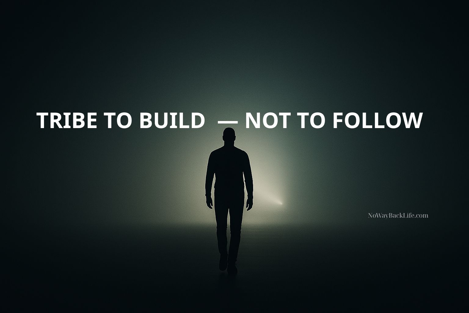 silhouette walking into light symbolizing growth and autonomy — Tribe to Build — Not to Follow